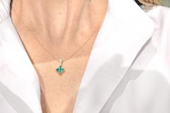 Rebecca Overmann No Heat Natural Sugarloaf Emerald White Diamond Gold Necklace Rebecca Overmann - 4701264