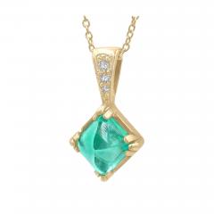 Rebecca Overmann No Heat Natural Sugarloaf Emerald White Diamond Gold Necklace Rebecca Overmann - 4701763