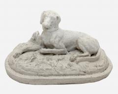 Reclining dog plaster statuette France circa 1880 - 4377570