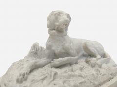 Reclining dog plaster statuette France circa 1880 - 4377573