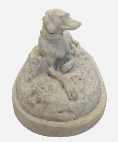 Reclining dog plaster statuette France circa 1880 - 4377574