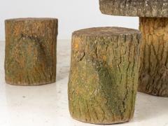 Reconstituted Stone Faux Bois Table and Stools France Mid 20th Century 20 5 h - 3930602