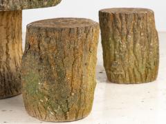 Reconstituted Stone Faux Bois Table and Stools France Mid 20th Century 20 5 h - 3930605