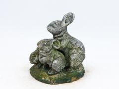 Reconstituted Stone Rabbit Bunnies Family Garden Ornament French 20th Century - 3943389