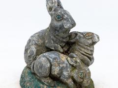 Reconstituted Stone Rabbit Bunnies Family Garden Ornament French 20th Century - 3943392