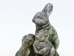 Reconstituted Stone Rabbit Bunnies Family Garden Ornament French 20th Century - 3943393