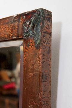 Rectangular Arts and Crafts Fleur de Lys Copper Mirror - 2926568