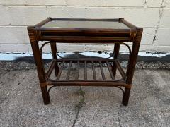 Rectangular Boho Chic Bamboo and Rattan End Table with Glass Top - 4453387