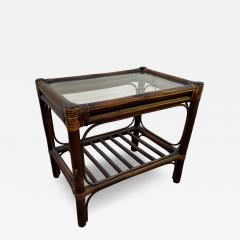Rectangular Boho Chic Bamboo and Rattan End Table with Glass Top - 4454668