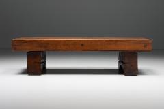 Rectangular Coffee Table Rustic Wabi Sabi Organic base Side table 1950s - 2469096