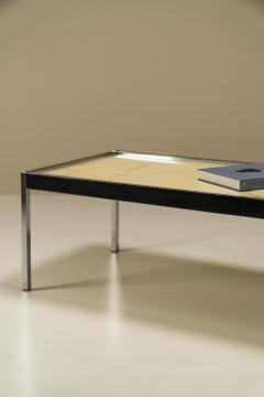 Rectangular Coffee Table in Marble Chrome and Leather Italy 1970s - 3088200