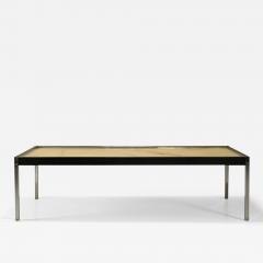 Rectangular Coffee Table in Marble Chrome and Leather Italy 1970s - 3097939