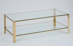Rectangular Two Tier Coffee Table in Brass and Glass France 1970s - 4066137