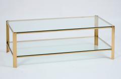 Rectangular Two Tier Coffee Table in Brass and Glass France 1970s - 4066139