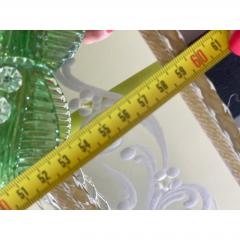 Rectangular Venetian Murano Glass Mirror Featuring Green Floreal Hand Carving - 4567330