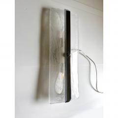 Rectangular Venied White Alabastro Murano Glass Chromed Wall Sconce A Pair - 4718820