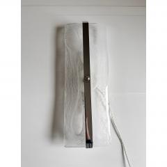 Rectangular Venied White Alabastro Murano Glass Chromed Wall Sconce A Pair - 4718821