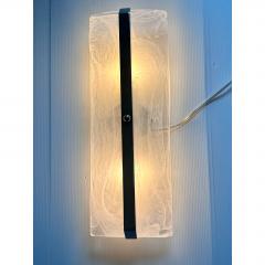Rectangular Venied White Alabastro Murano Glass Chromed Wall Sconce A Pair - 4718822