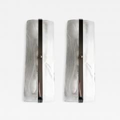 Rectangular Venied White Alabastro Murano Glass Chromed Wall Sconce A Pair - 4719061