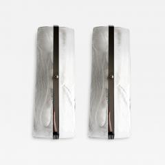 Rectangular Venied White Alabastro Murano Glass Chromed Wall Sconce A pair - 4759348