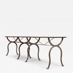 Rectangular White Marble Top Iron Base Table - 3302581