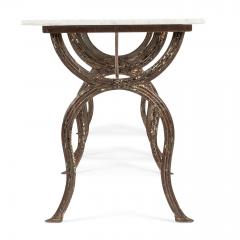 Rectangular White Marble Top Iron Base Table - 3298143