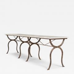 Rectangular White Marble Top Iron Base Table - 3302582