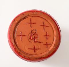 Red Enamel Glaze Ceramic Vase Striated Decoration France c 1950 signed - 4509864