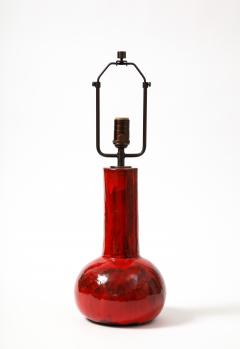 Red Glazed Ceramic Table lamp France c 1960 - 3299257