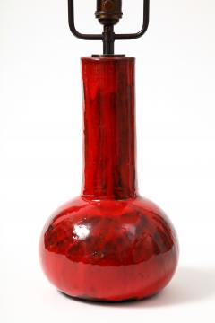 Red Glazed Ceramic Table lamp France c 1960 - 3299259