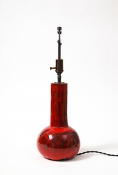 Red Glazed Ceramic Table lamp France c 1960 - 3299263