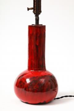 Red Glazed Ceramic Table lamp France c 1960 - 3299264