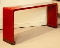 Red Lacquer Distressed Finish Chinoiserie Console - 2432314