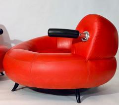 Red Leather Post Modern Lounge Chair Italy 1990 - 4331402