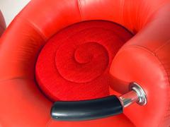 Red Leather Post Modern Lounge Chair Italy 1990 - 4331403