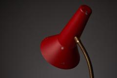 Red Metal Table Lamp with Brass Gooseneck - 4505187
