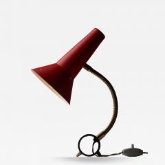 Red Metal Table Lamp with Brass Gooseneck - 4515058