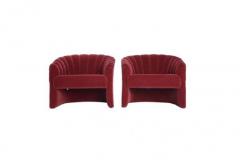 Red Mohair Barrel Back Lounge Chairs 1970 - 1206516