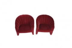 Red Mohair Barrel Back Lounge Chairs 1970 - 1206518