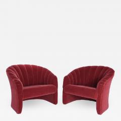Red Mohair Barrel Back Lounge Chairs 1970 - 1206650