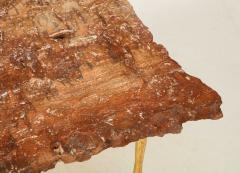Red Travertine Natural Edge Slab Stone and Gold Leaf Coffee Table Italy - 1616509