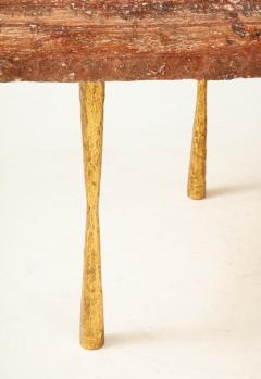 Red Travertine Natural Edge Slab Stone and Gold Leaf Coffee Table Italy - 1616510