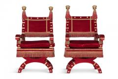 Red Velvet Italian Throne Chairs - 543288