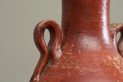 Red and Black Studio Pottery Vase with Sculptural Handles Mid 20th Century - 4677196