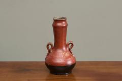 Red and Black Studio Pottery Vase with Sculptural Handles Mid 20th Century - 4677250