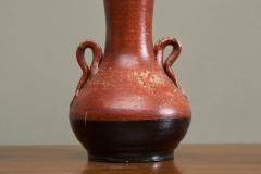 Red and Black Studio Pottery Vase with Sculptural Handles Mid 20th Century - 4677256