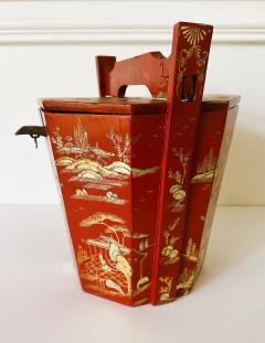 Red and Gold Lacquer Portable Tea Bucket and Cover Ryukyu Kingdom Okinawa - 3343032