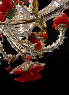 Red and Gold Sumptuous Murano Glass Chandelier 1980s - 1506487