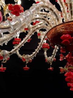 Red and Gold Sumptuous Murano Glass Chandelier 1980s - 1744007