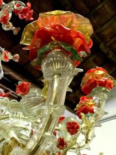 Red and Gold Sumptuous Murano Glass Chandelier 1980s - 1744020